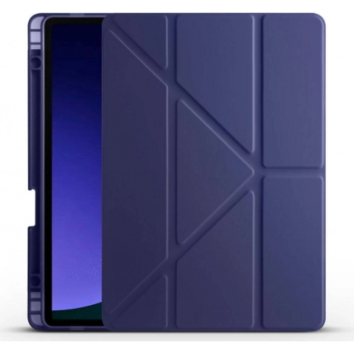 Samsung Galaxy Tab S10  Kılıf Standlı Tri Folding Kalemlikli Silikon Smart Cover - Lacivert