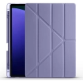 Samsung Galaxy Tab S10 Plus Tablet Kılıfı Standlı Tri Folding Kalemlikli Silikon Smart Cover - Mor