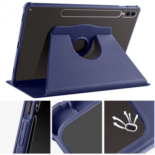 Samsung Galaxy Tab S10 Plus Tablet Kılıfı Termik Kalem Bölmeli Dönebilen Standlı Kapak - Gri