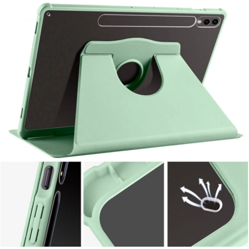 Samsung Galaxy Tab S10 Plus Tablet Kılıfı Termik Kalem Bölmeli Dönebilen Standlı Kapak - Gri