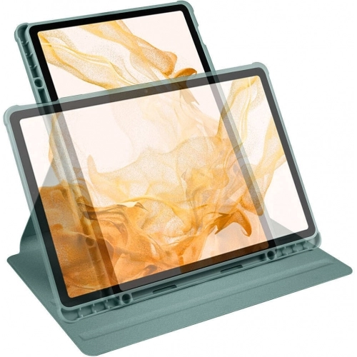 Samsung Galaxy Tab S10 Plus Tablet Kılıfı Termik Kalem Bölmeli Dönebilen Standlı Kapak - Yeşil