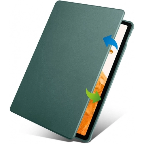 Samsung Galaxy Tab S10 Plus Tablet Kılıfı Termik Kalem Bölmeli Dönebilen Standlı Kapak - Yeşil