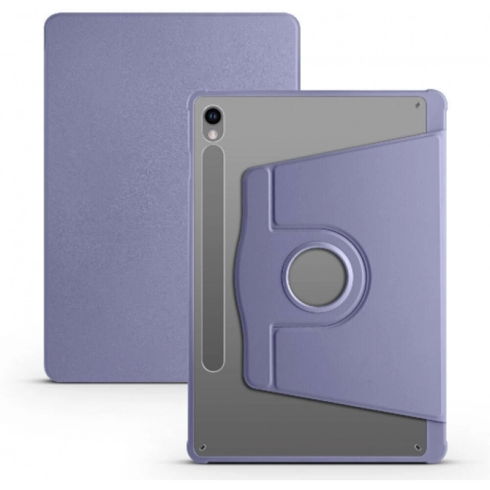 Samsung Galaxy Tab S10  Tablet Kılıfı Termik Kalem Bölmeli Dönebilen Standlı Kapak - Lavanta Grisi