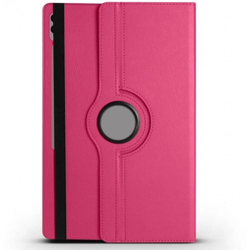 Samsung Galaxy Tab S10 Ultra 14.6 Tablet Kılıfı 360 Derece Dönebilen Standlı Kapak - Pembe Koyu