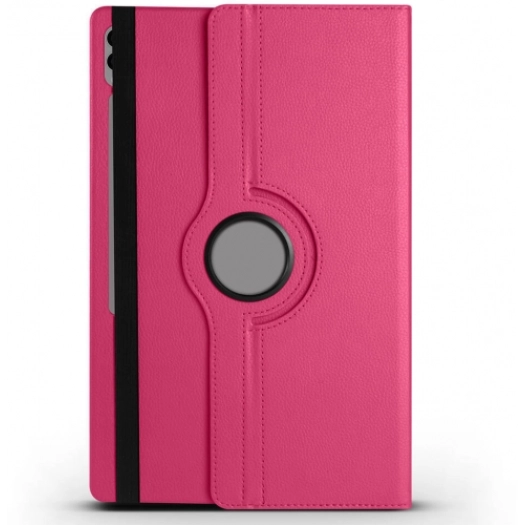 Samsung Galaxy Tab S10 Ultra 14.6 Tablet Kılıfı 360 Derece Dönebilen Standlı Kapak - Pembe Koyu