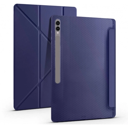 Samsung Galaxy Tab S10 Ultra 14.6 Tablet Kılıfı Standlı Tri Folding Kalemlikli Silikon Smart Cover - Koyu Yeşil