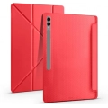 Samsung Galaxy Tab S10 Ultra 14.6 Tablet Kılıfı Standlı Tri Folding Kalemlikli Silikon Smart Cover - Mavi