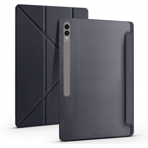 Samsung Galaxy Tab S10 Ultra 14.6 Tablet Kılıfı Standlı Tri Folding Kalemlikli Silikon Smart Cover - Mor