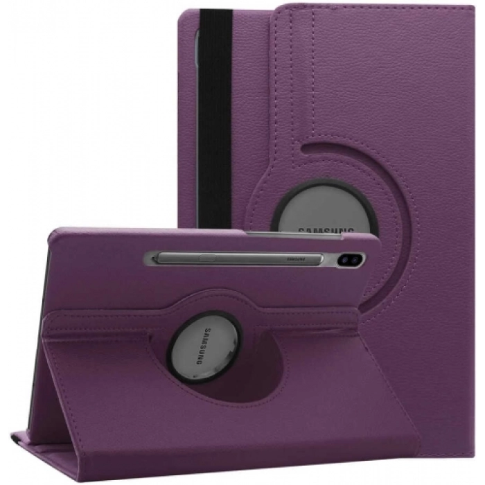 Samsung Galaxy Tab S7 FE T737 Tablet Kılıfı 360 Derece Dönebilen Standlı Kapak - Mürdüm