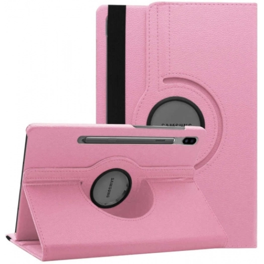 Samsung Galaxy Tab S7 FE T737 Tablet Kılıfı 360 Derece Dönebilen Standlı Kapak - Pembe