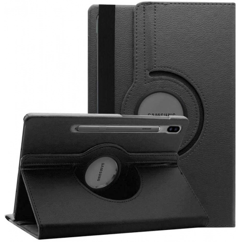 Samsung Galaxy Tab S7 FE T737 Tablet Kılıfı 360 Derece Dönebilen Standlı Kapak - Siyah