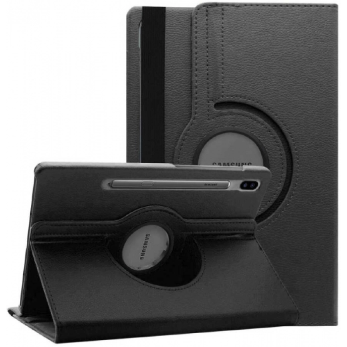 Samsung Galaxy Tab S7 FE T737 Tablet Kılıfı 360 Derece Dönebilen Standlı Kapak - Siyah