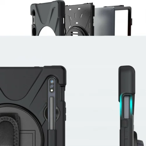 Samsung Galaxy Tab S7 FE T737 Kılıf Zore Defender Tablet Silikon - Siyah