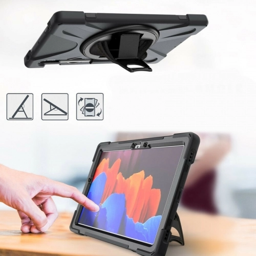 Samsung Galaxy Tab S7 FE T737 Kılıf Zore Defender Tablet Silikon - Siyah