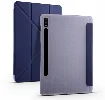 Samsung Galaxy Tab S7 FE T737 Tablet Kılıfı Standlı Tri Folding Kalemlikli Silikon Smart Cover - Lacivert