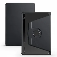 Samsung Galaxy Tab S7 FE T737 Tablet Kılıfı Termik Kalem Bölmeli Dönebilen Standlı Kapak - Siyah