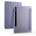 Samsung Galaxy Tab S7 Plus T970 Tablet Kılıfı Standlı Tri Folding Kalemlikli Silikon Smart Cover - Mor
