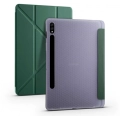 Samsung Galaxy Tab S7 Plus T970 Tablet Kılıfı Standlı Tri Folding Kalemlikli Silikon Smart Cover - Yeşil
