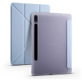 Samsung Galaxy Tab S7 T870 Tablet Kılıfı Standlı Tri Folding Kalemlikli Silikon Smart Cover - Mavi