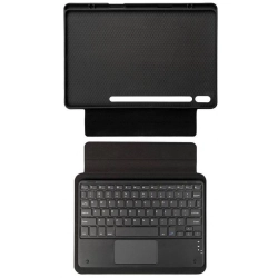 Samsung Galaxy Tab S8 Plus X800 Klavyeli Kılıf Zore Border Keyboard Bluetooh Bağlantılı Standlı Tablet Kılıfı - Siyah
