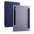 Samsung Galaxy Tab S8 Plus X800 Tablet Kılıfı Standlı Tri Folding Kalemlikli Silikon Smart Cover - Lacivert