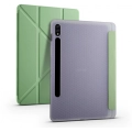 Samsung Galaxy Tab S8 Plus X800 Tablet Kılıfı Standlı Tri Folding Kalemlikli Silikon Smart Cover - Yeşil