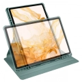 Samsung Galaxy Tab S8 Plus X800 Tablet Kılıfı Termik Kalem Bölmeli Dönebilen Standlı Kapak - Yeşil