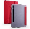 Samsung Galaxy Tab S8 X700 Tablet Kılıfı Standlı Tri Folding Kalemlikli Silikon Smart Cover - Kırmızı