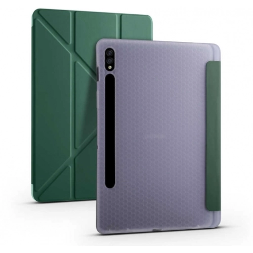 Samsung Galaxy Tab S8 X700 Tablet Kılıfı Standlı Tri Folding Kalemlikli Silikon Smart Cover - Yeşil