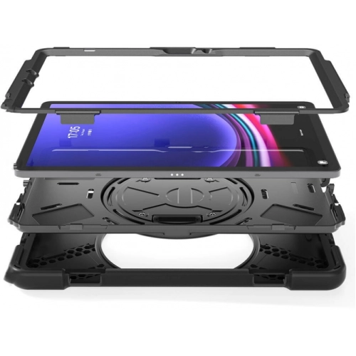 Samsung Galaxy Tab S9 FE Kılıf Zore Defender Boyun Askılı Tablet Silikon - Siyah