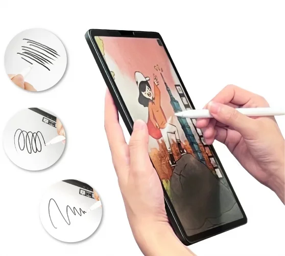 Samsung Galaxy Tab S9 FE Plus(+) Ekran Koruyucu Parmak İzi Bırakmayan Çizim İçin Kağıt Hissi Paper-Like Serisi - Şeffaf