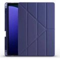 Samsung Galaxy Tab S9 FE Plus(+) Tablet Kılıfı Standlı Tri Folding Kalemlikli Silikon Smart Cover - Lacivert