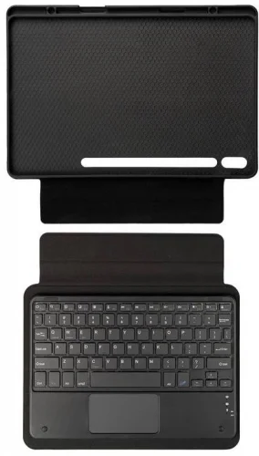 Samsung Galaxy Tab S9 Klavyeli Kılıf Zore Border Keyboard Bluetooh Bağlantılı Standlı Tablet Kılıfı - Siyah