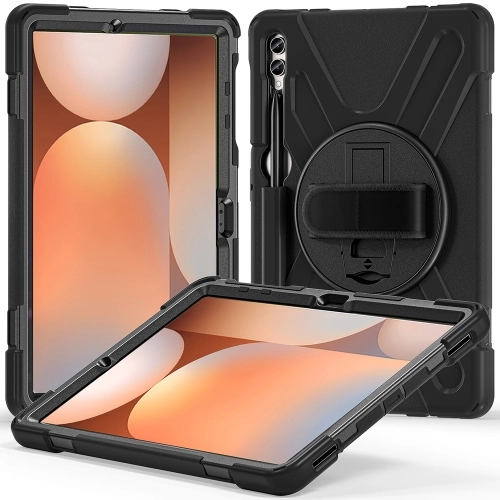 Samsung Galaxy Tab S9 Plus (+) Kılıf Zore Defender Boyun Askılı Tablet Silikon - Siyah