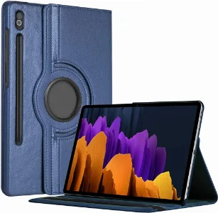 Samsung Galaxy Tab S9 Plus (+) Tablet Kılıfı 360 Derece Dönebilen Standlı Kapak - Lacivert