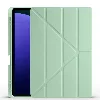 Samsung Galaxy Tab S9 Plus (+) Tablet Kılıfı Standlı Tri Folding Kalemlikli Silikon Smart Cover - Açık Yeşil