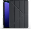 Samsung Galaxy Tab S9 Plus (+) Tablet Kılıfı Standlı Tri Folding Kalemlikli Silikon Smart Cover - Siyah