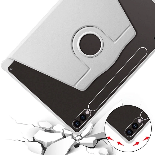 Samsung Galaxy Tab S9 Plus (+) Tablet Kılıfı Termik Kalem Bölmeli Dönebilen Standlı Kapak - Gri