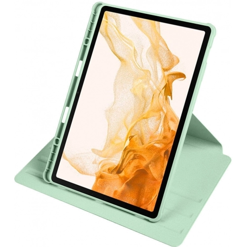 Samsung Galaxy Tab S9 Plus (+) Tablet Kılıfı Termik Kalem Bölmeli Dönebilen Standlı Kapak - Koyu Yeşil