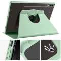 Samsung Galaxy Tab S9 Plus (+) Tablet Kılıfı Termik Kalem Bölmeli Dönebilen Standlı Kapak - Koyu Yeşil