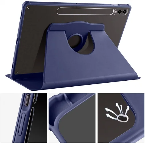 Samsung Galaxy Tab S9 Plus (+) Tablet Kılıfı Termik Kalem Bölmeli Dönebilen Standlı Kapak - Koyu Yeşil