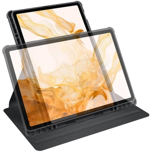 Samsung Galaxy Tab S9 Plus (+) Tablet Kılıfı Termik Kalem Bölmeli Dönebilen Standlı Kapak - Koyu Yeşil