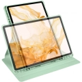 Samsung Galaxy Tab S9 Plus (+) Tablet Kılıfı Termik Kalem Bölmeli Dönebilen Standlı Kapak - Koyu Yeşil