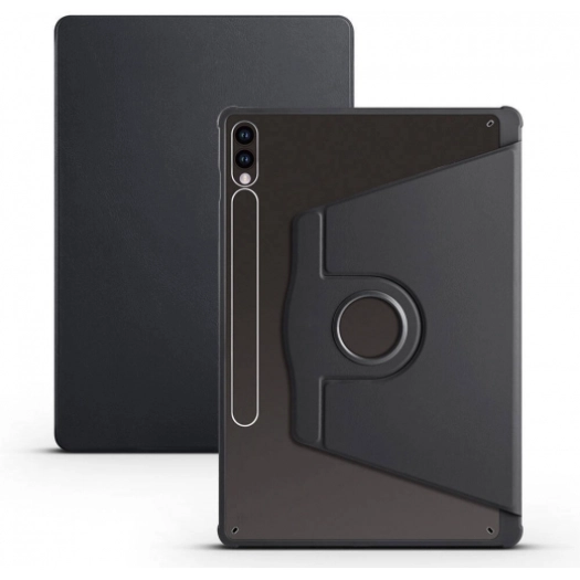 Samsung Galaxy Tab S9 Plus (+) Tablet Kılıfı Termik Kalem Bölmeli Dönebilen Standlı Kapak - Siyah