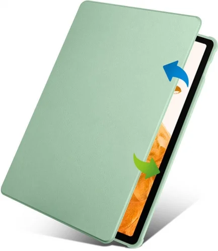 Samsung Galaxy Tab S9 Plus (+) Tablet Kılıfı Termik Kalem Bölmeli Dönebilen Standlı Kapak - Yeşil