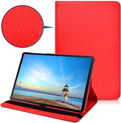 Samsung Galaxy Tab S9 Tablet Kılıfı 360 Derece Dönebilen Standlı Kapak - Kırmızı