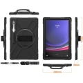 Samsung Galaxy Tab S9 Ultra (14.6) Kılıf Zore Defender Boyun Askılı Tablet Silikon - Siyah