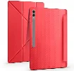 Samsung Galaxy Tab S9 Ultra (14.6) Tablet Kılıfı Standlı Tri Folding Kalemlikli Silikon Smart Cover - Kırmızı