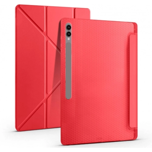 Samsung Galaxy Tab S9 Ultra (14.6) Tablet Kılıfı Standlı Tri Folding Kalemlikli Silikon Smart Cover - Mor