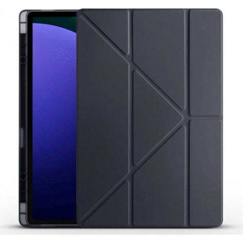 Samsung Galaxy Tab S9 Ultra (14.6) Tablet Kılıfı Standlı Tri Folding Kalemlikli Silikon Smart Cover - Siyah